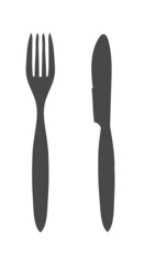 Fork and knife. Knife and fork vector icon in solid flat design icon isolated on white background