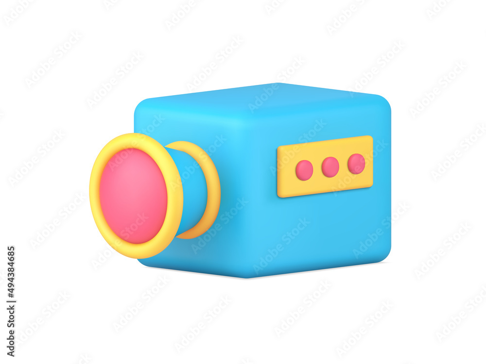 Poster blue rectangle stereo system with loudspeaker and buttons panel control 3d icon isometric vector