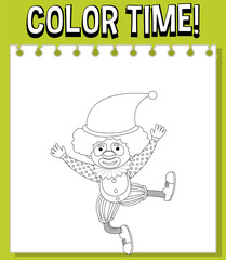 Worksheets template with color time! text and clown outline