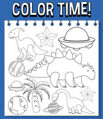 Worksheets template with color time! text
