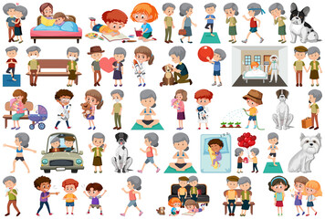 Set of different activities people in cartoon style