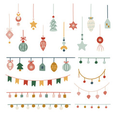 Christmas decorative elements, cute toys vector
