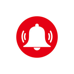 bell icon vector illustration sign isolated on red background	