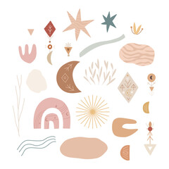 Abstract decorative magical set of mystical elements vector