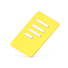 Yellow paper blank with text 3d icon vector illustration