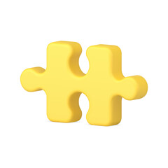 Yellow puzzle piece 3d icon vector illustration