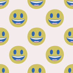 Seamless vector facial expression pattern. Repeat chat emoji background for fabric, textile, wrapping, cover etc.