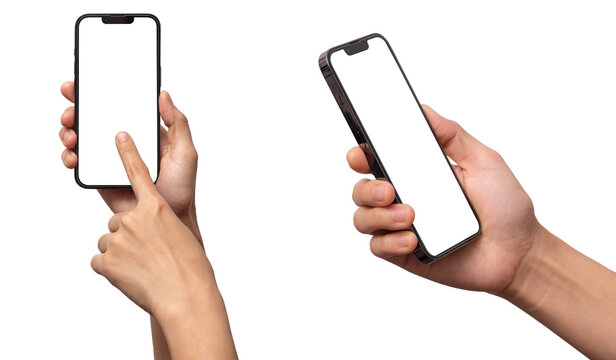 iphone Mockup - clipping path , Studio shot of Smartphone iPhone 13 Pro Max or SE with blank phone screen for Infographic Global Business web site design app ios : Bangkok, Thailand - MAR 13, 2022 