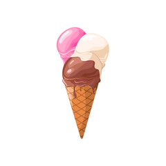 Elements to create your own ice cream. Ice cones, cups, scoops and toppings. Isolated vector images