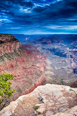 Picturesque Highlighted Mountains Tops of Picturesque Grand Canyon Sight in the Early Morning in Arizona in The United States.