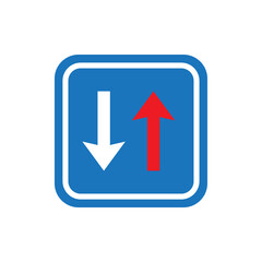 Priority over oncoming traffic sign icon. vector illustration