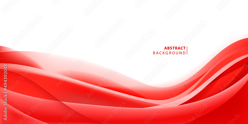 Poster vector abstract red wavy background. curve flow motion.