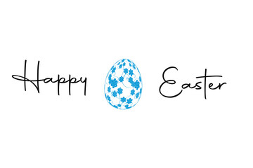 Happy Easter sign with egg on white