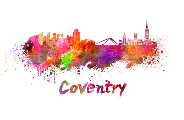 Coventry skyline in watercolor