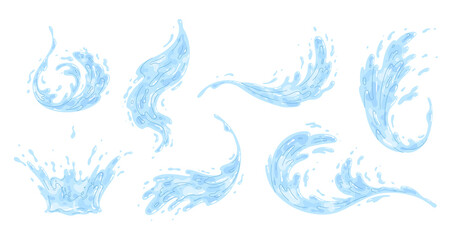 Splashes of water, various forms of waves. Vector illustration