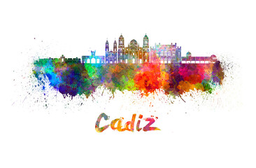 Cadiz skyline in watercolor