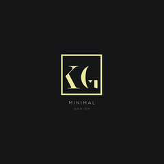 Abstract unique modern minimal alphabet letter icon logo KG