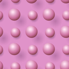 Abstract background with dynamic 3d spheres. Plastic soft bubbles. Vector illustration of glossy balls. Bouncing particles. Modern trendy banner or poster design