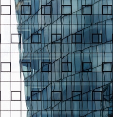 abstract blue background of a glass building facade