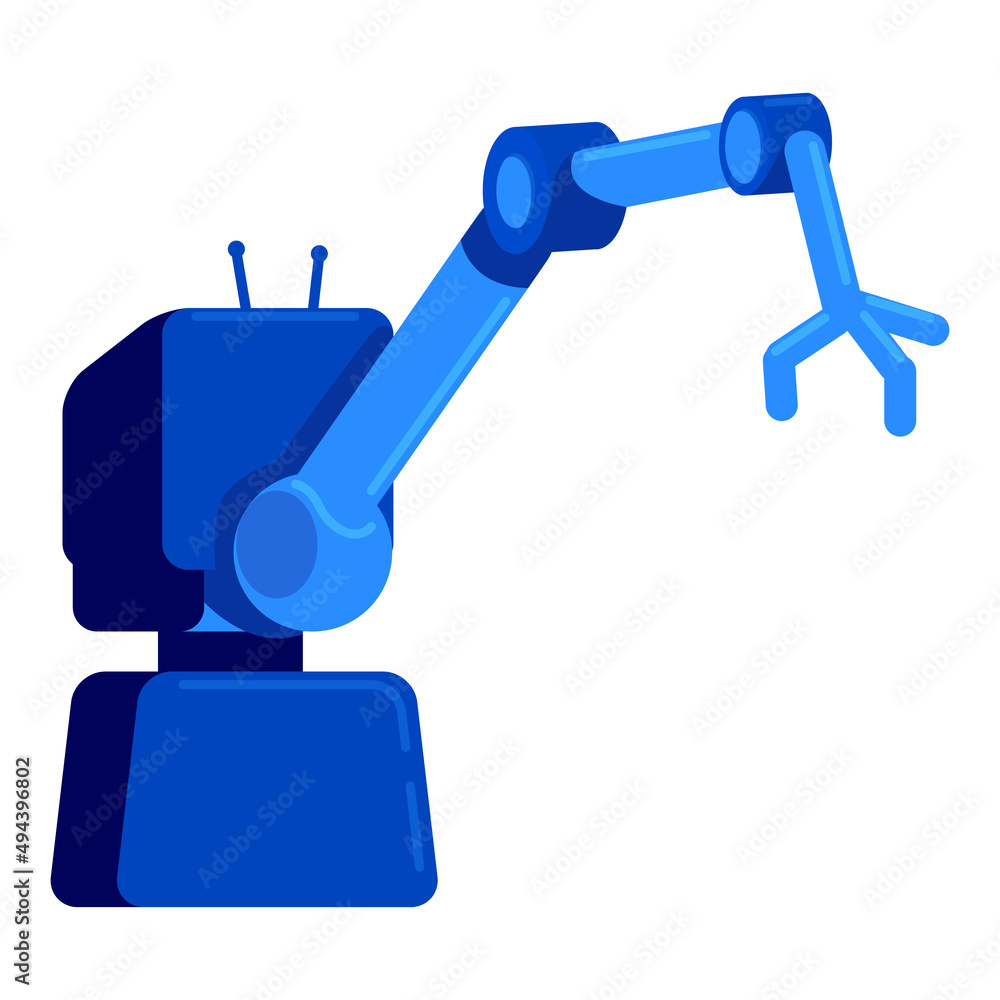 Aufkleber industrial robotic arm semi flat color vector object. manufacturing. full sized item on white. indus
