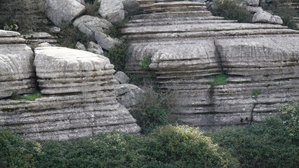 El Torcal de Antequera rock and boulder landscapes in the Malaga region of Spain.