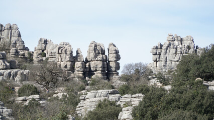 El Torcal de Antequera rock and boulder landscapes in the Malaga region of Spain.