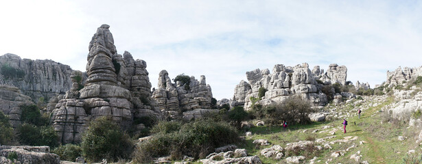 El Torcal de Antequera rock and boulder landscapes in the Malaga region of Spain.