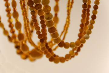 Fragments of amber close-up. Natural Amber Beads.