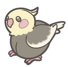 パステルカラーで優しい色合いのノーマルオカメインコのイラスト