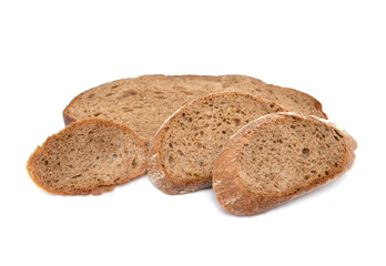 Bread toasts, crackers on a white background.