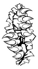 Monster With Talon Claw Tearing A Rip Through Wall