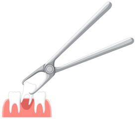 Cartoon teeth extraction on white background