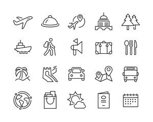 Travel Icons - Vector Line. Editable Stroke. 