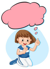 A girl thinking with callouts