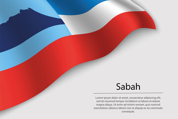 Wave flag of Sabah is a region of Malaysia - obrazy, fototapety, plakaty