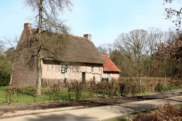 rural landscape with an old traditional farmhouse