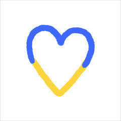 Fototapeta na wymiar Heart icon with colors of Ukrainian flag. War in Ukraine concept. Vector illustration on white background