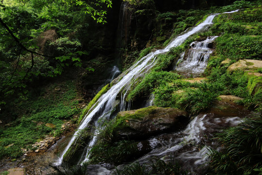 The waterfall water in spring