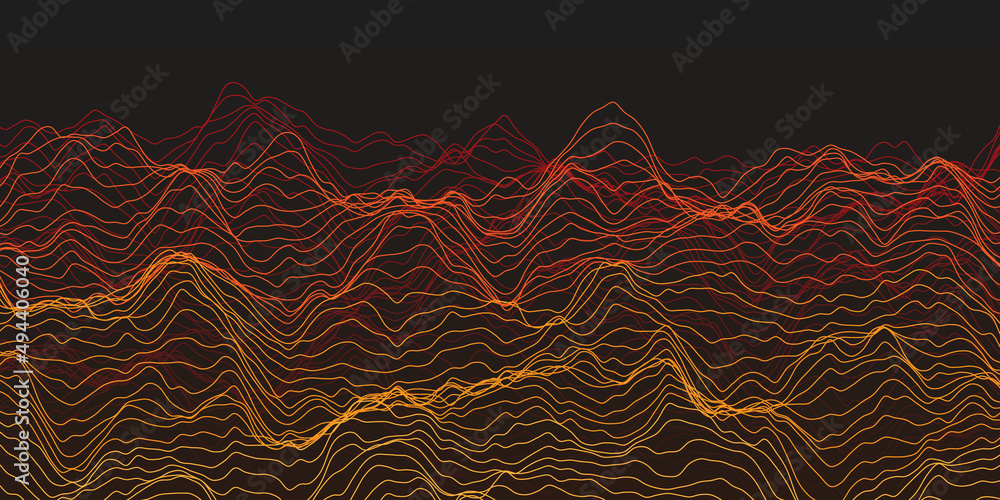 Aufkleber dark red wavy transparent 3d erratic surface, terrain - three dimensional digital generative art, ed