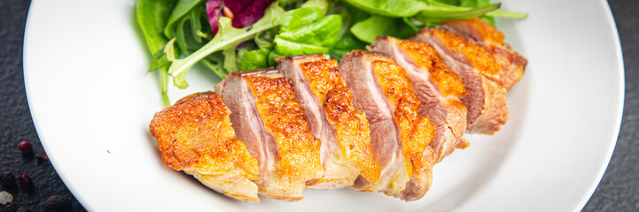 duck breast second course poultry fried meat healthy food fresh meal food snack on the table copy space food background 