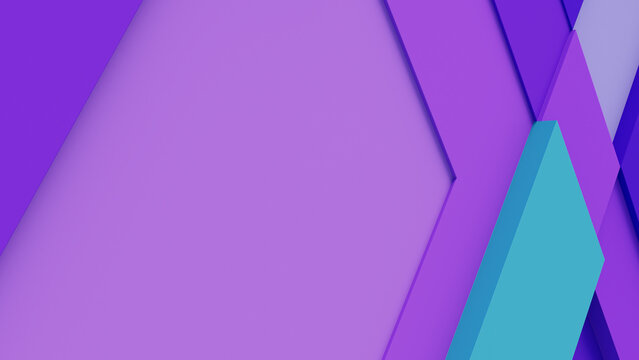 Purple and Turquoise Tech Background with a Geometric 3D Structure. Clean, Minimal design with Simple Futuristic Forms. 3D Render.