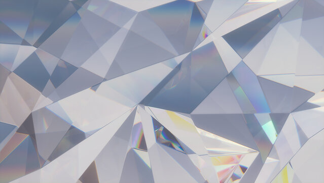 Angular Shaped 3D Wall Wallpaper with Glass Contemporary Surface. Refractive 3D Render.