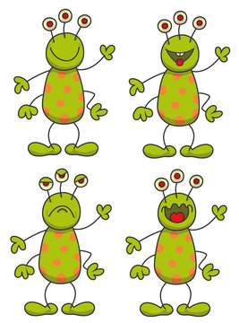 Extraterrestre avec diff&eacute;rentes &eacute;motions