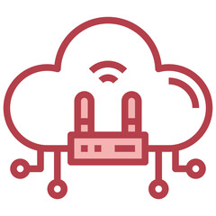 ROUTER red line icon,linear,outline,graphic,illustration