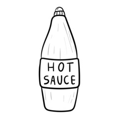 Vector doodle illustration of a bottle of spicy Mexican salsa sauce isolated on white.