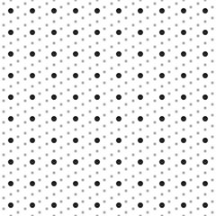 Square seamless background pattern from geometric shapes are different sizes and opacity. The pattern is evenly filled with small black depression symbols. Vector illustration on white background