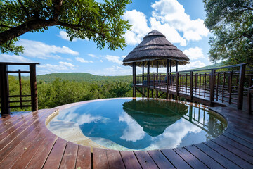 luxury pool, South Africa Kwazulu natal, luxury safari lodge in the bush of a Game reserve