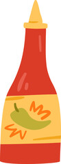 Hot Pepper Sauce Bottle Cartoon Illustration