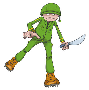 Personnage b&acirc;ton soldat portant une arme