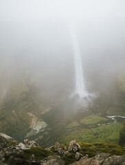 misty foggy waterfall in iceland